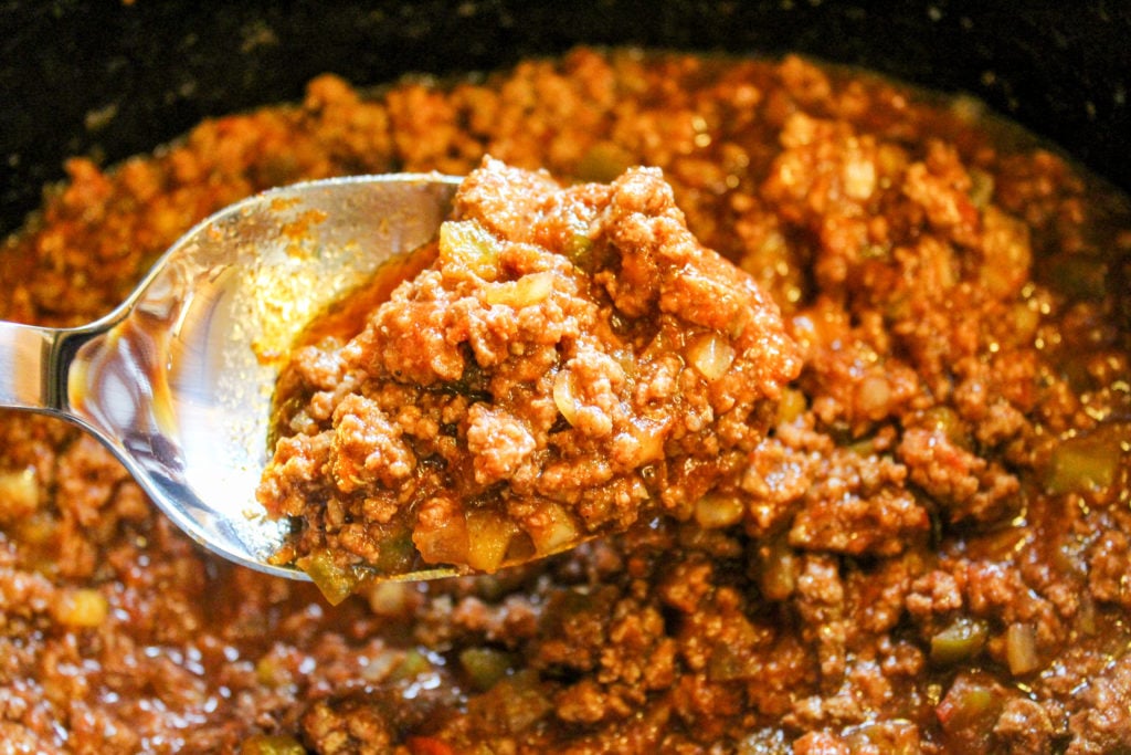 Meat, Peppers, and Onion in the slow cooker