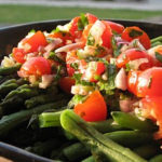 Sauce Vierge Asparagus and Green Beans on a plate