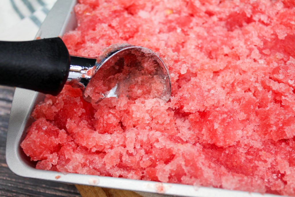 granita scooped from the pan