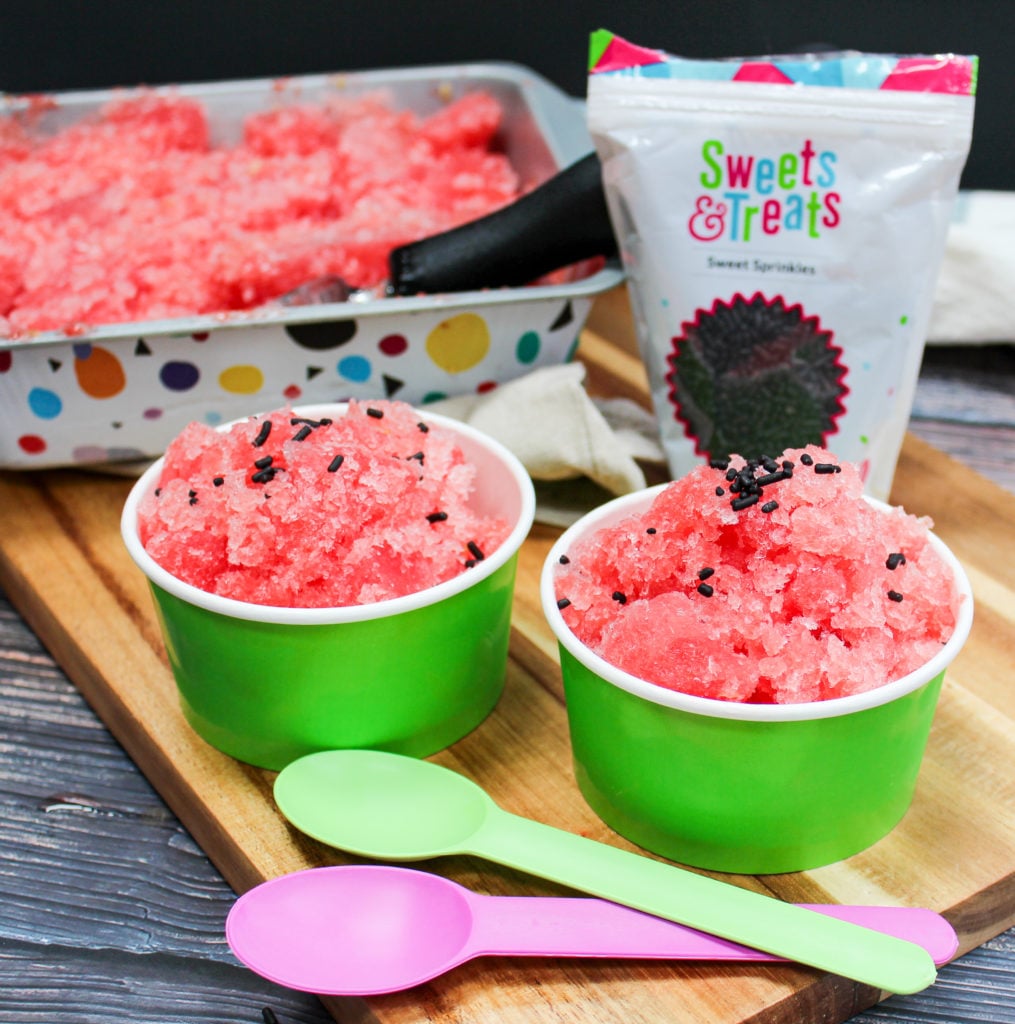 granita in a cup with a spoon