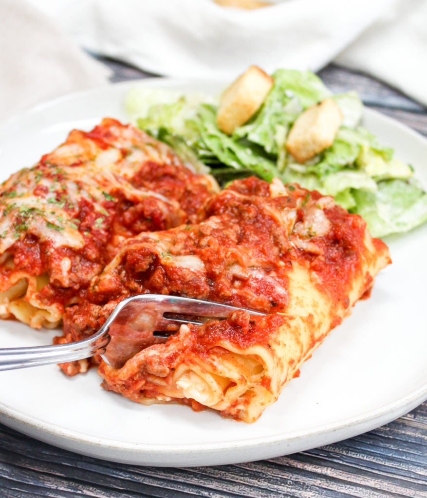 Lasagna on a white plate