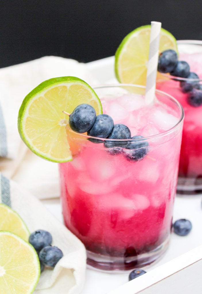two margaritas on a tray