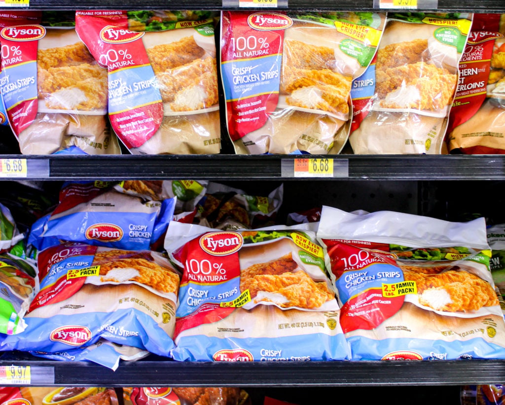chicken strips at the store on a shelf