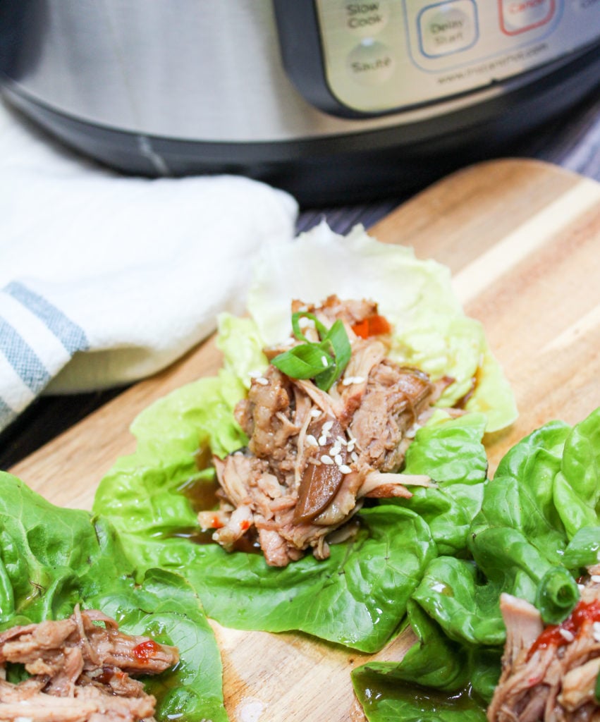 pork in a lettuce wrap