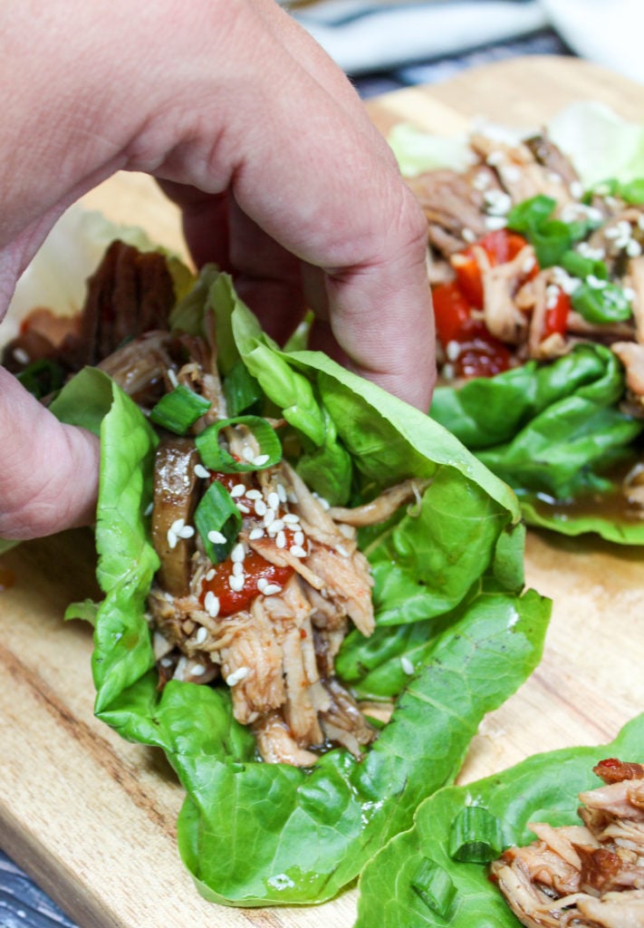 pork in a lettuce wrap