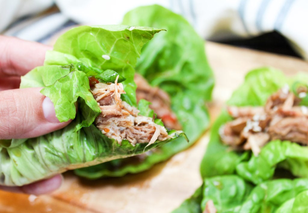 pork in a lettuce wrap
