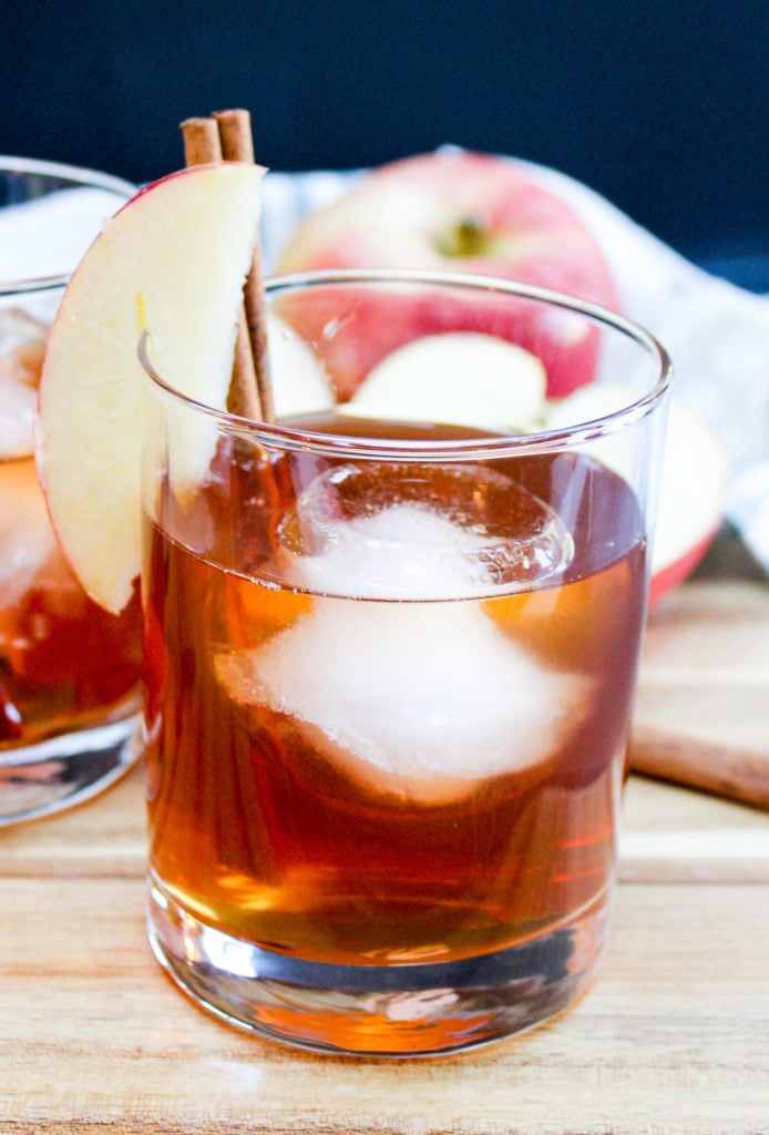 apple cider old fashion in a glass