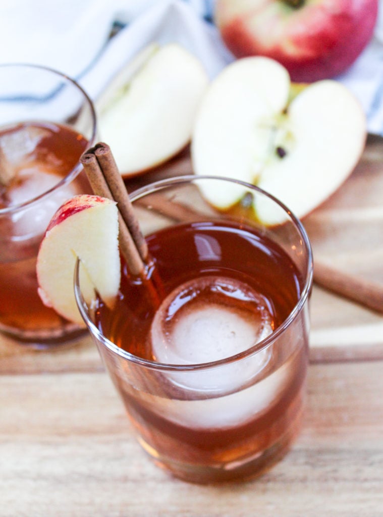 apple cider old fashion in a glass