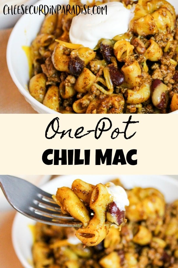 chili mac in a bowl