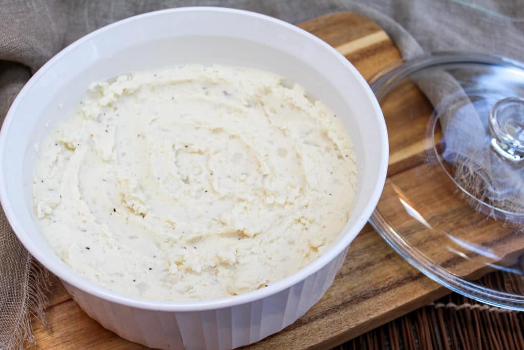 mashed potatoes in a dish