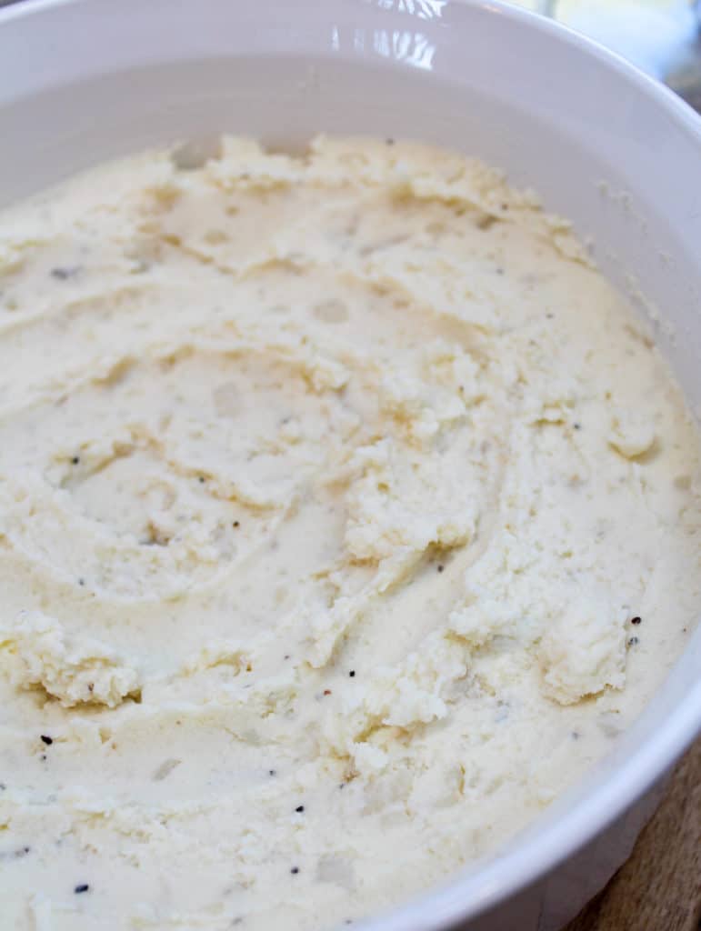 mashed potatoes in a dish