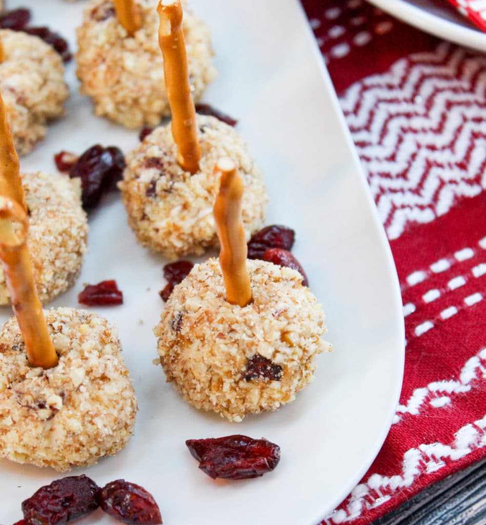 Cranberry Pecan Mini Cheeseballs on a plate