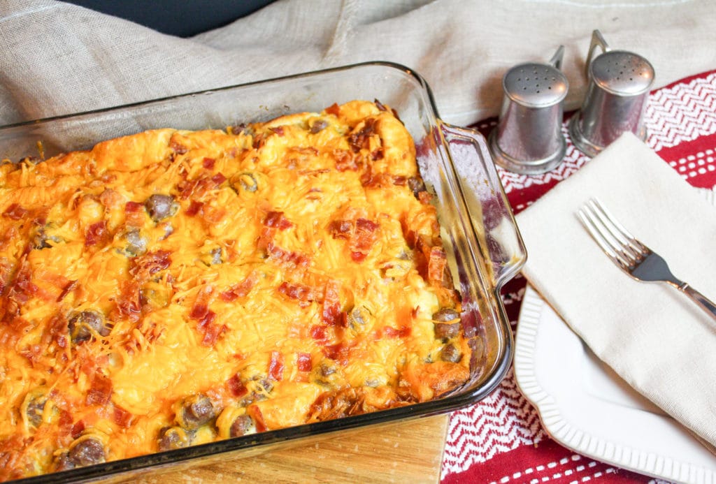 breakfast casserole in baking dish