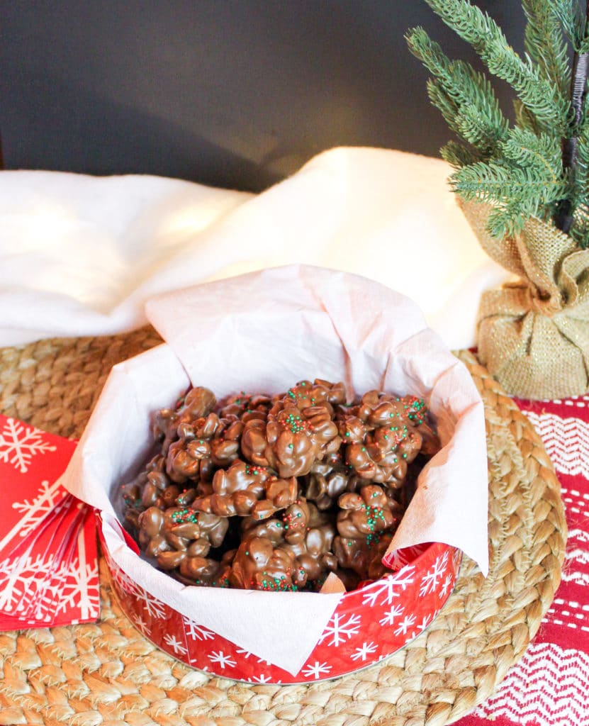 candy in a holiday tin