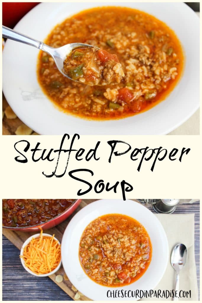stuffed pepper in a bow with a spoon