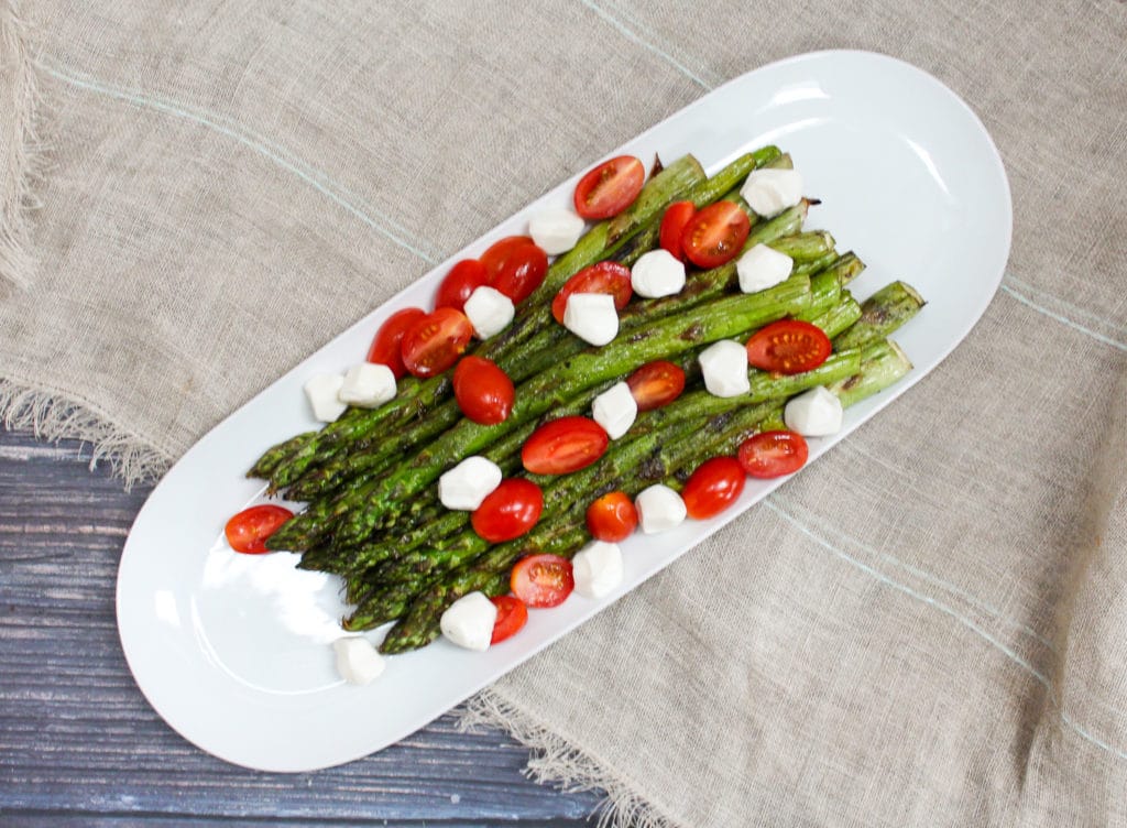 Grilled Asparagus Caprese Salad process shot