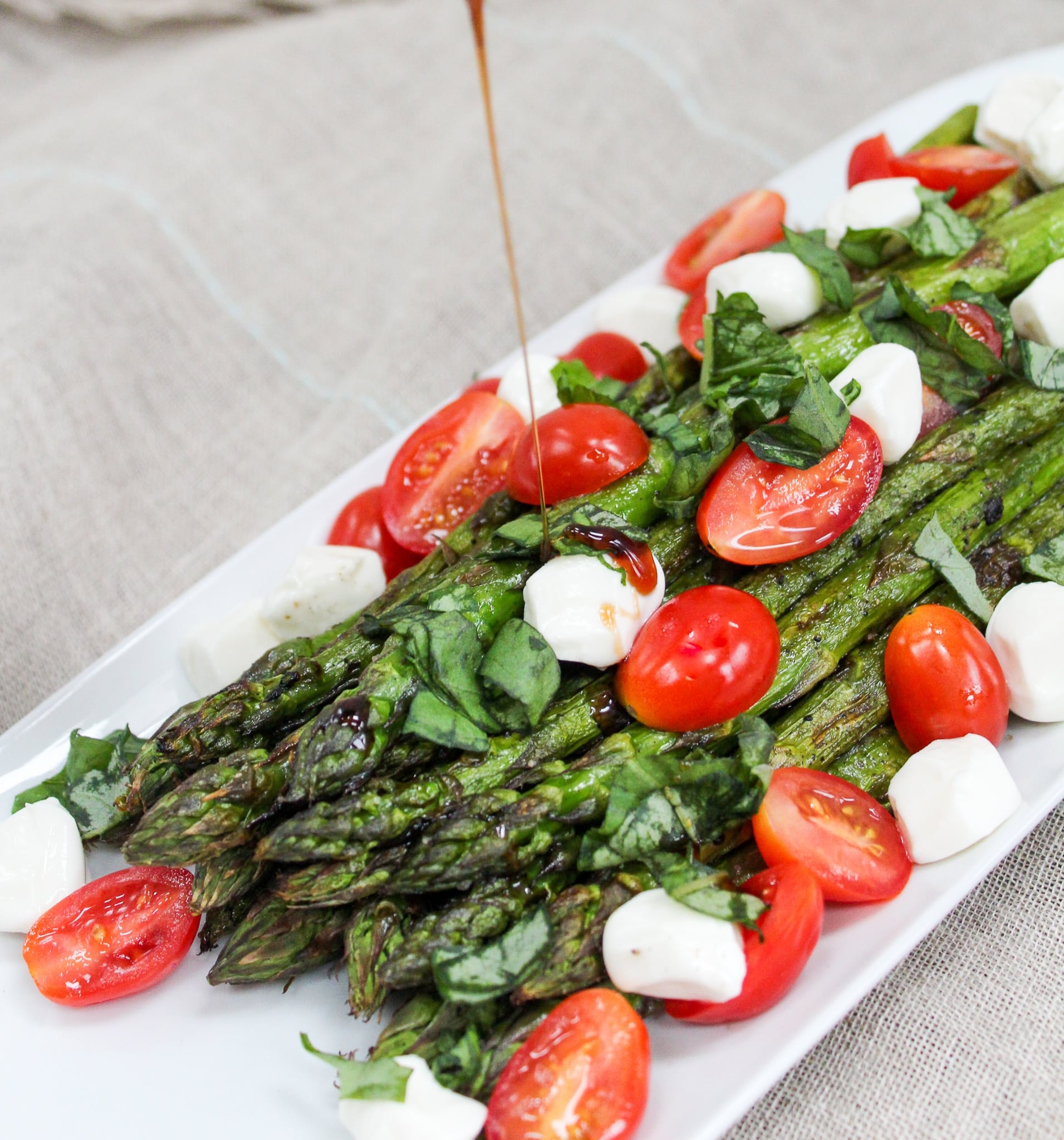 Grilled Asparagus Caprese Salad process shot