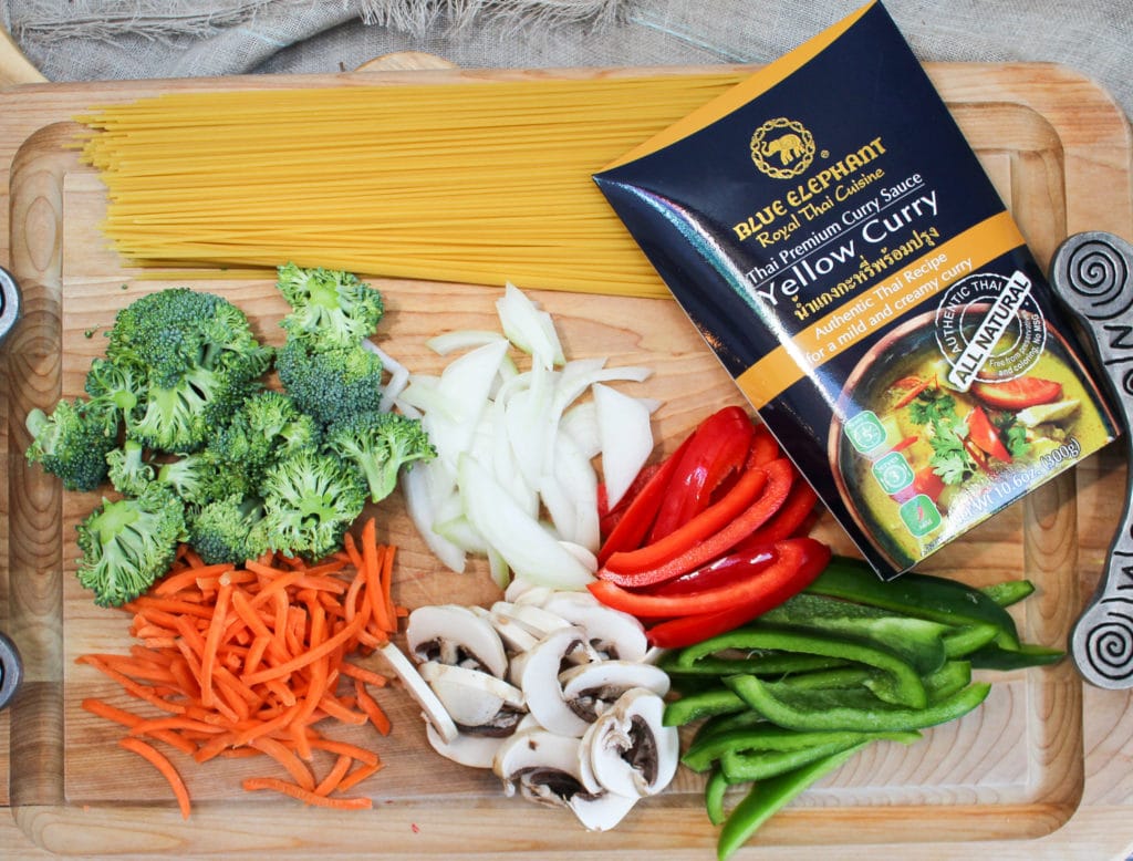 yellow curry process shot and ingredients