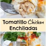 side view of shredded chicken enchiladas