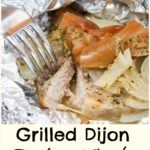 cut pork chop in foil packet