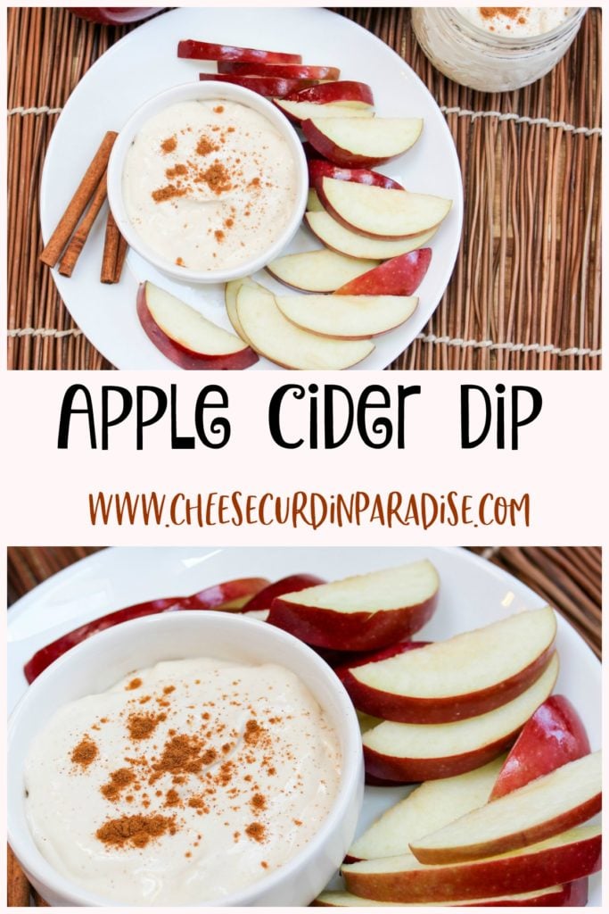 apple cider dip in a bowl with sliced apples