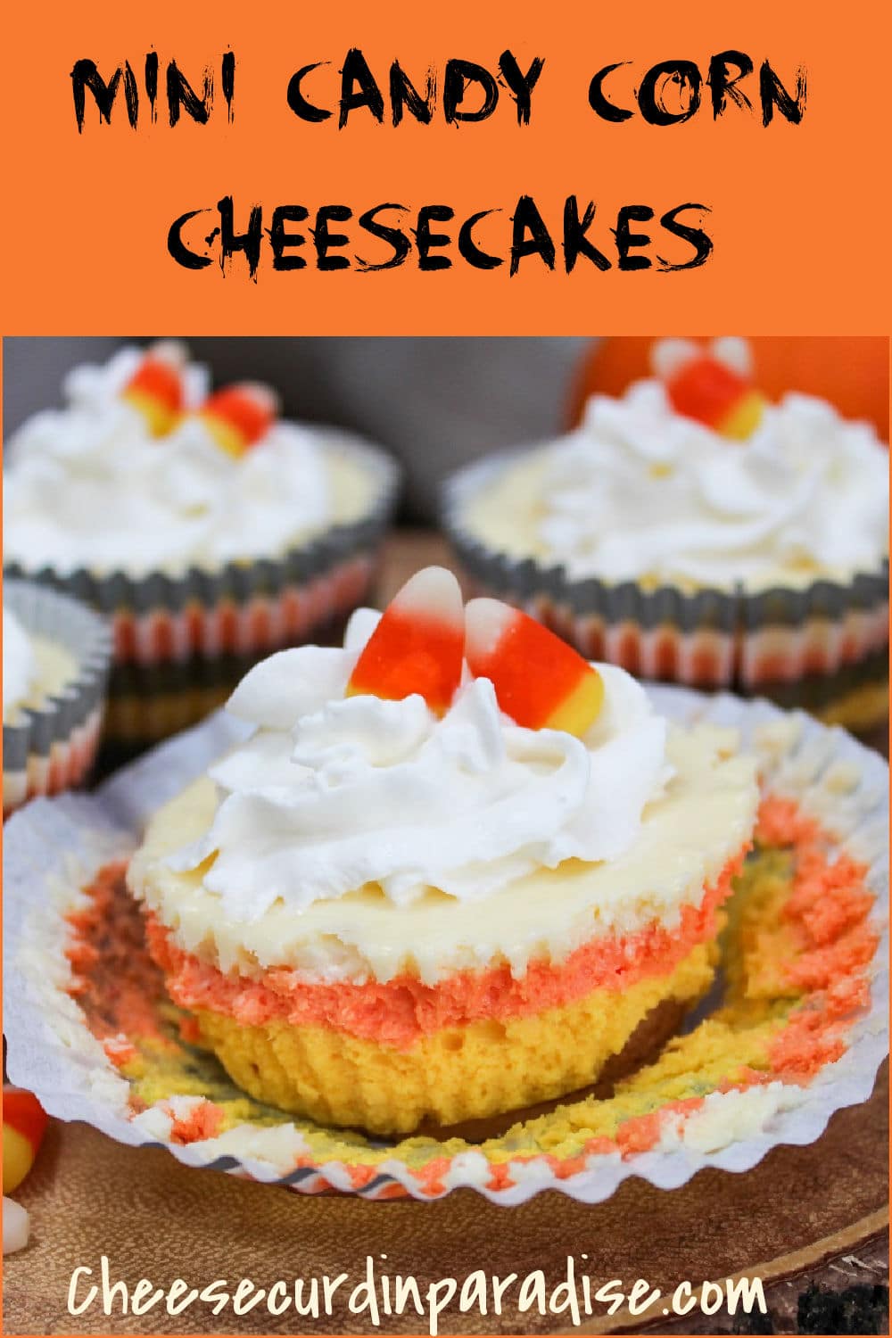 cheesecake with wrapper off and showing yellow orange and white colors
