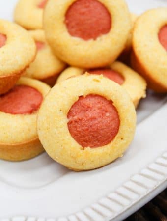 close-up on corn dog muffin on a plate