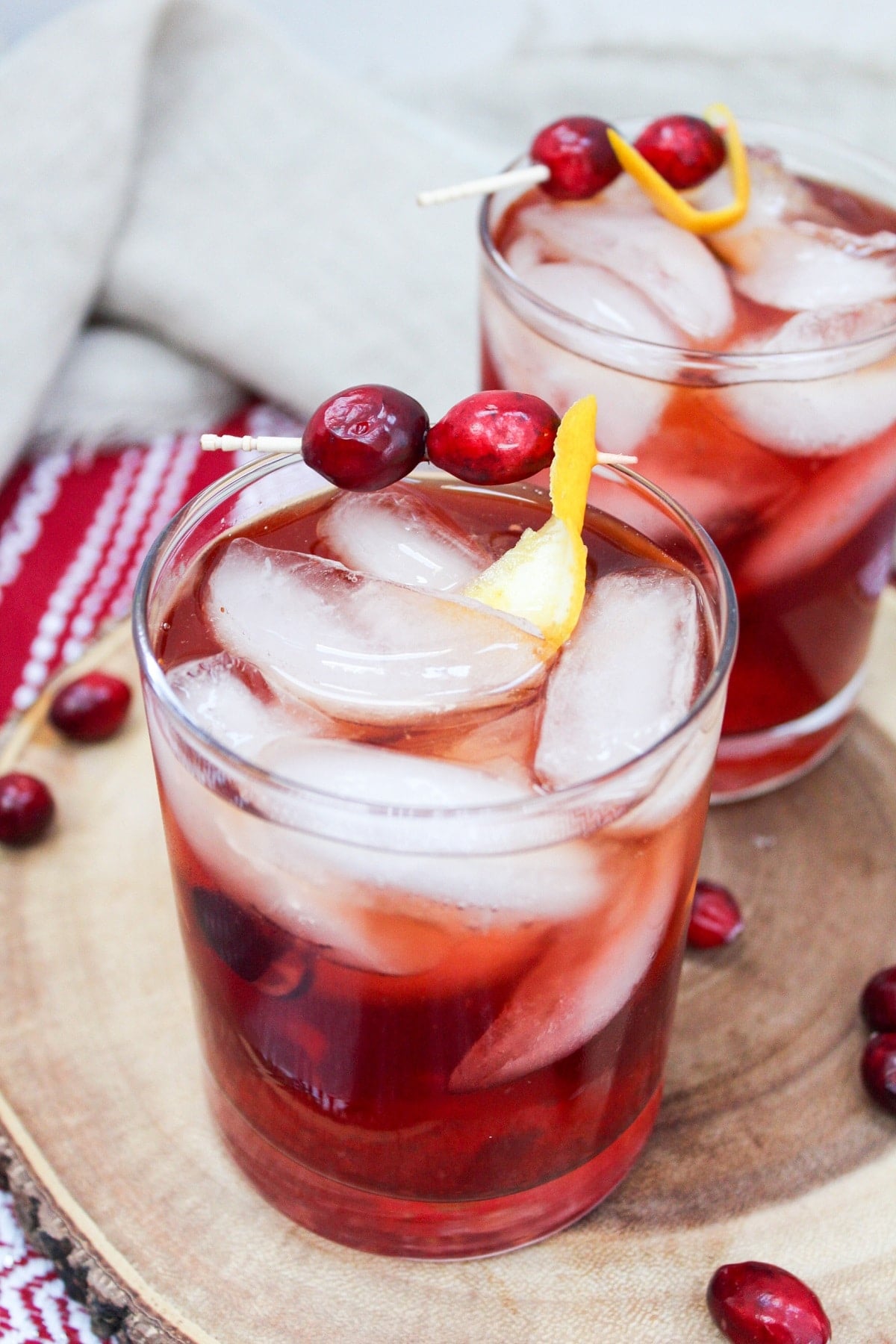 cranberry old fashion in a glass