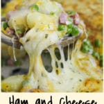 ham and cheese gnocchi skillet scooped on a spoon