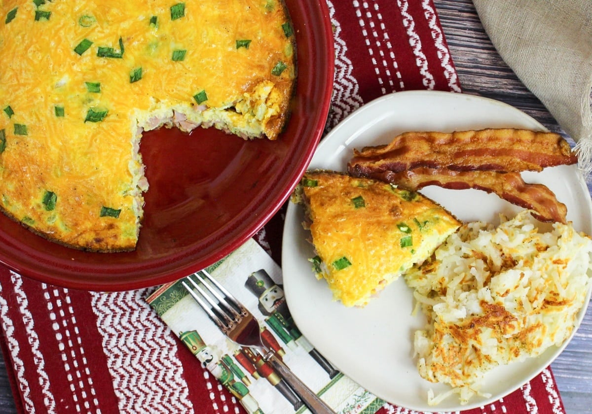 overhead photo of baked denver omelette