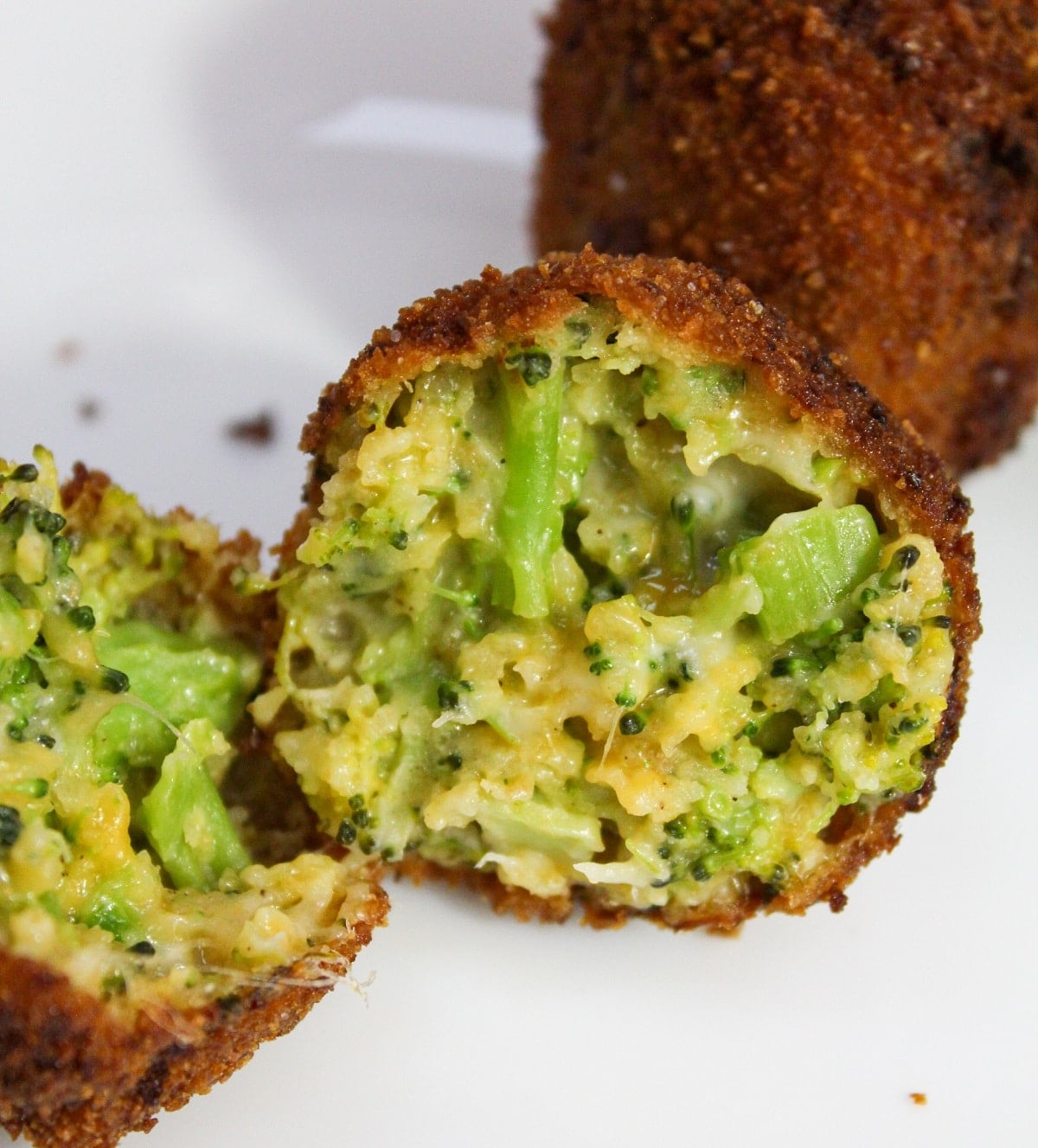 broccoli cheddar bite cut in half
