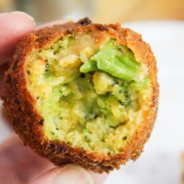broccoli cheddar bite with bite taken