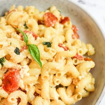 baked feta pasta in a bowl