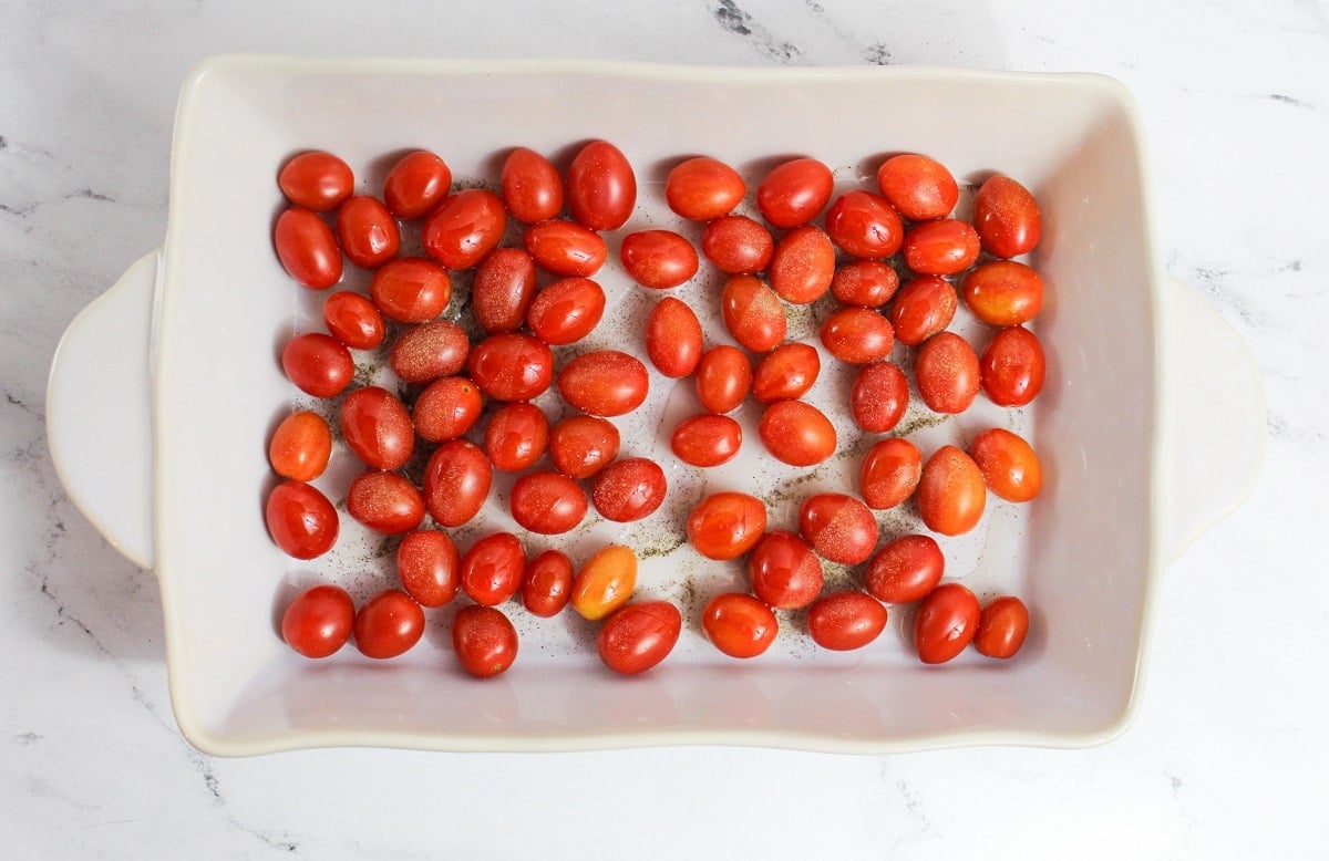 tomatoes in a dish with oil