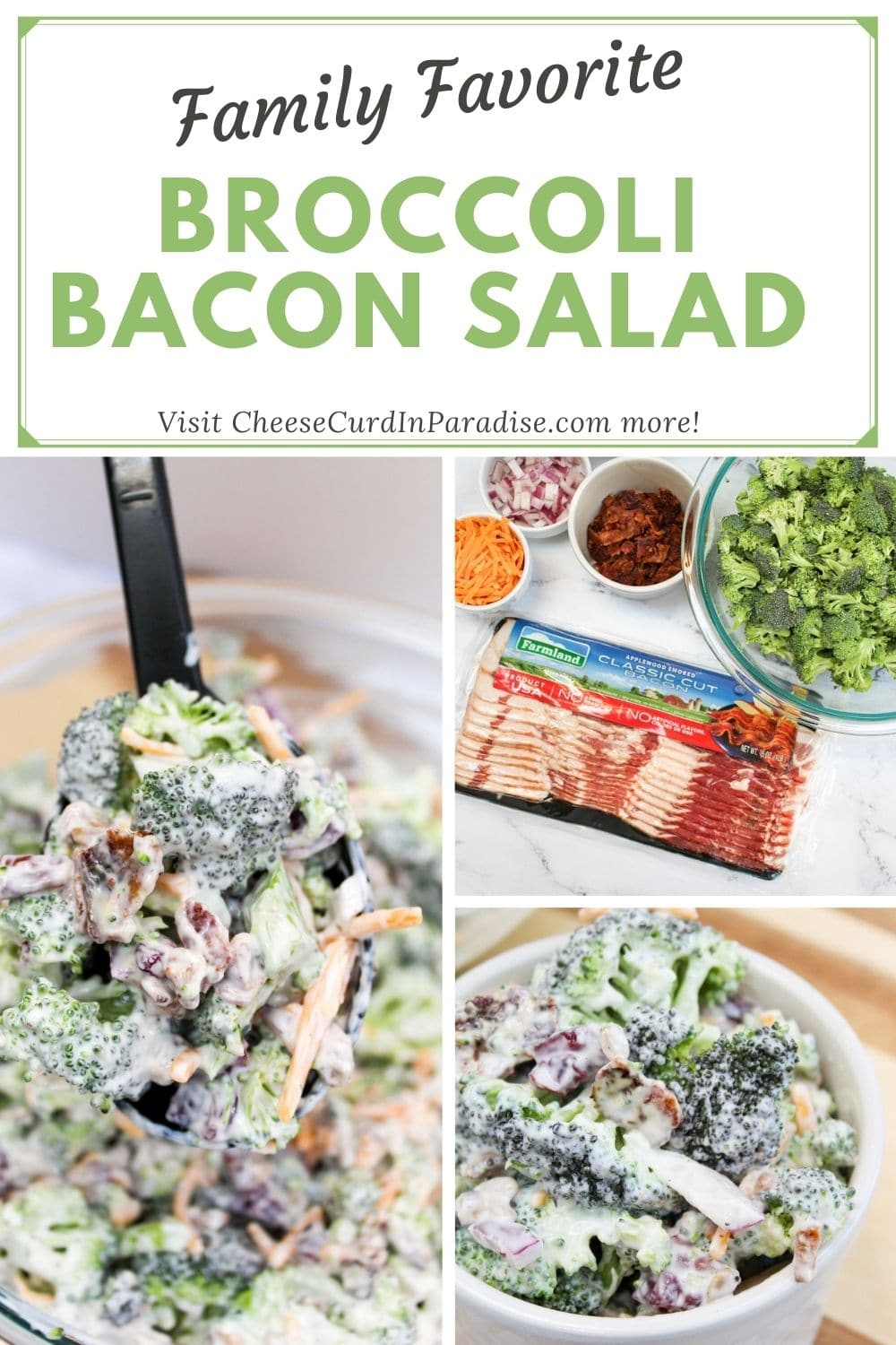 broccoli salad scooped from bowl