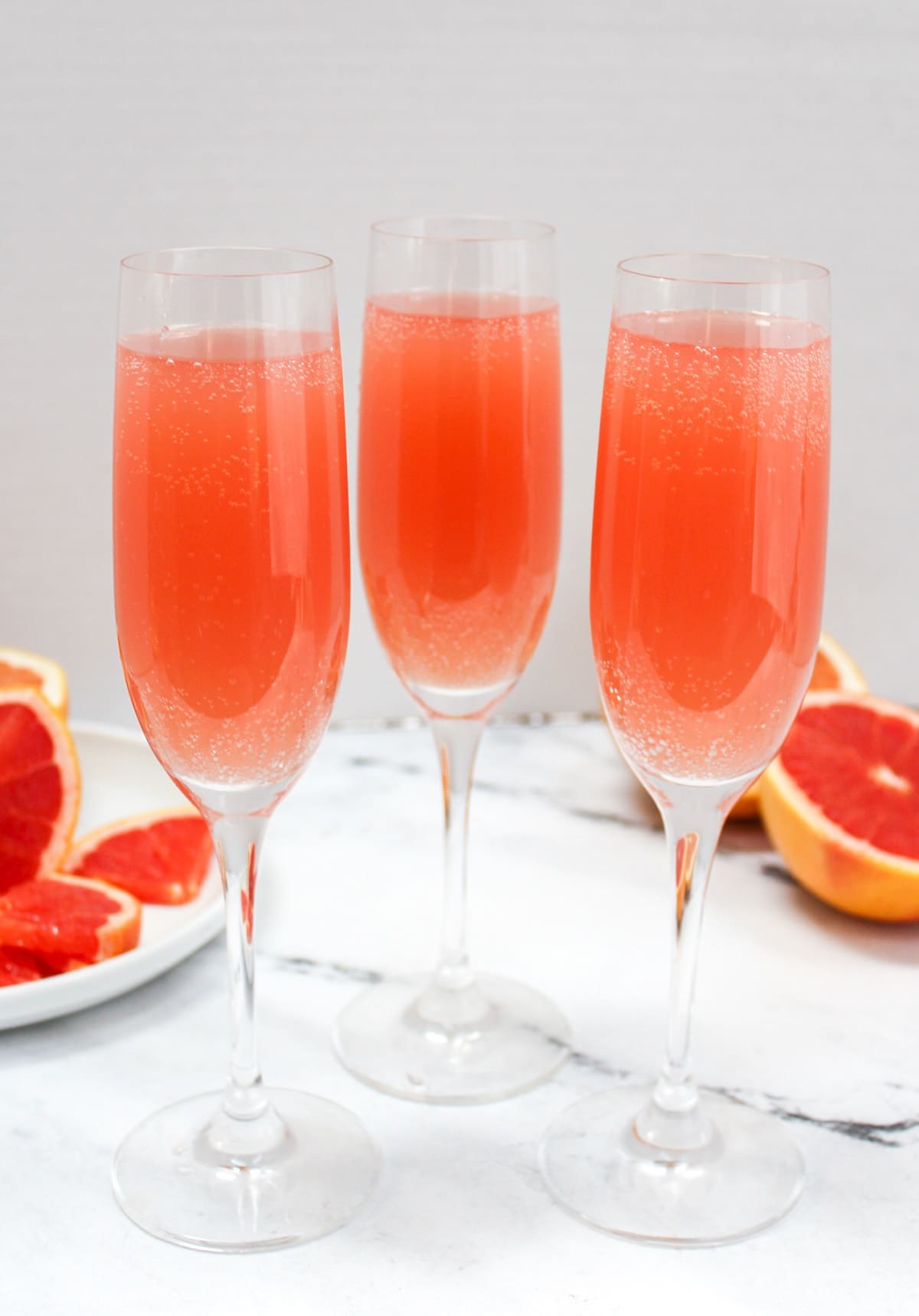 rose mimosas in flutes