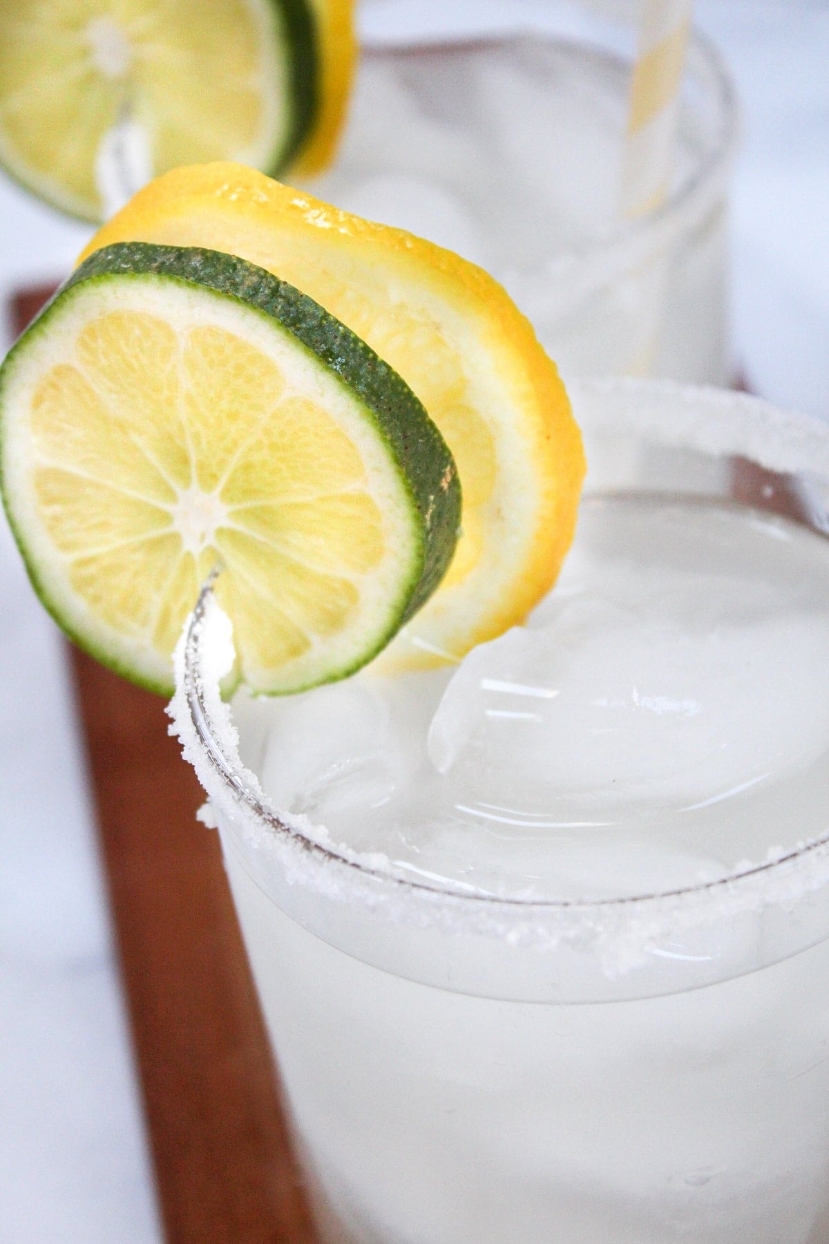 lemonade margaritas on a serving platter