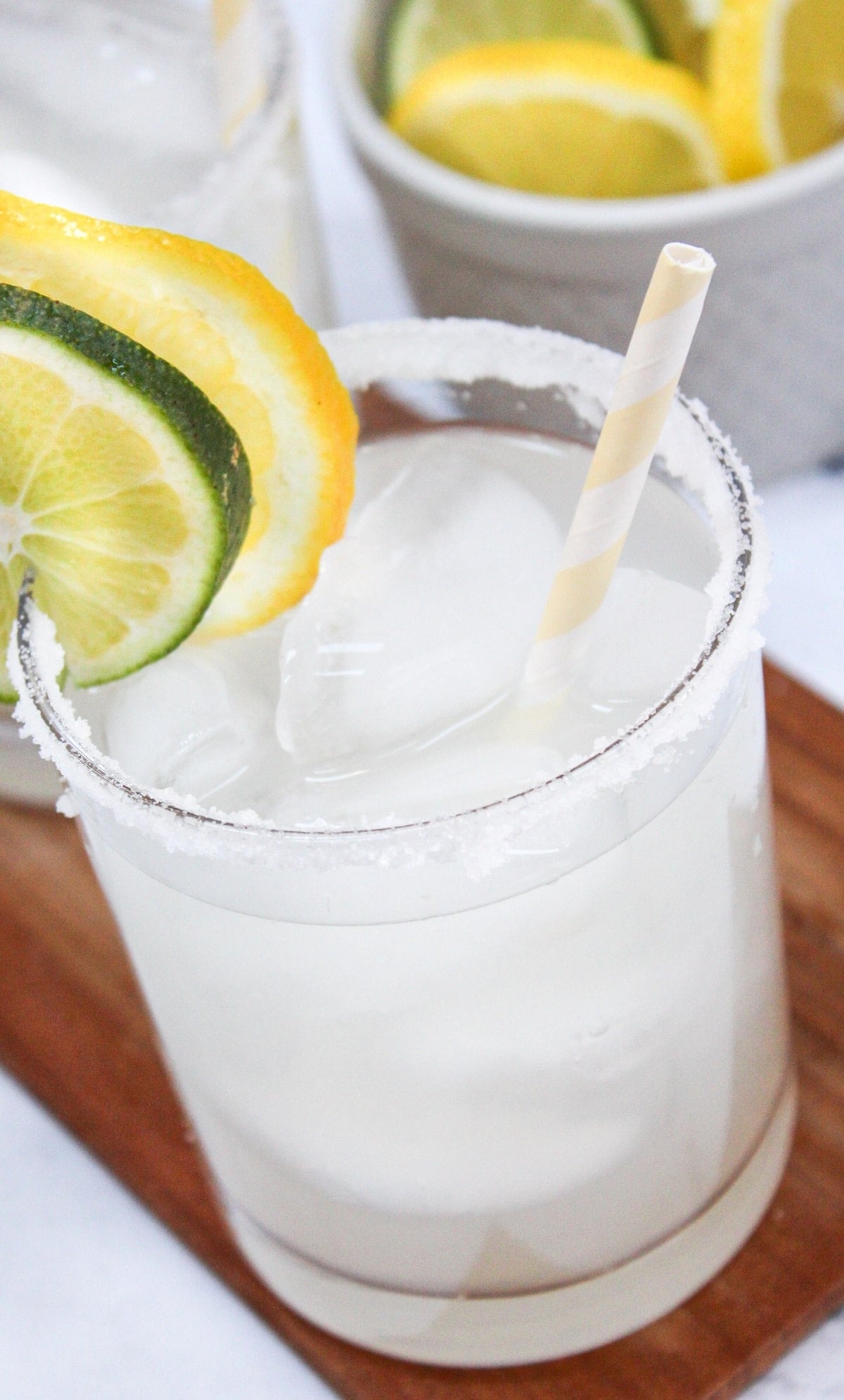 lemonade margaritas on a serving platter