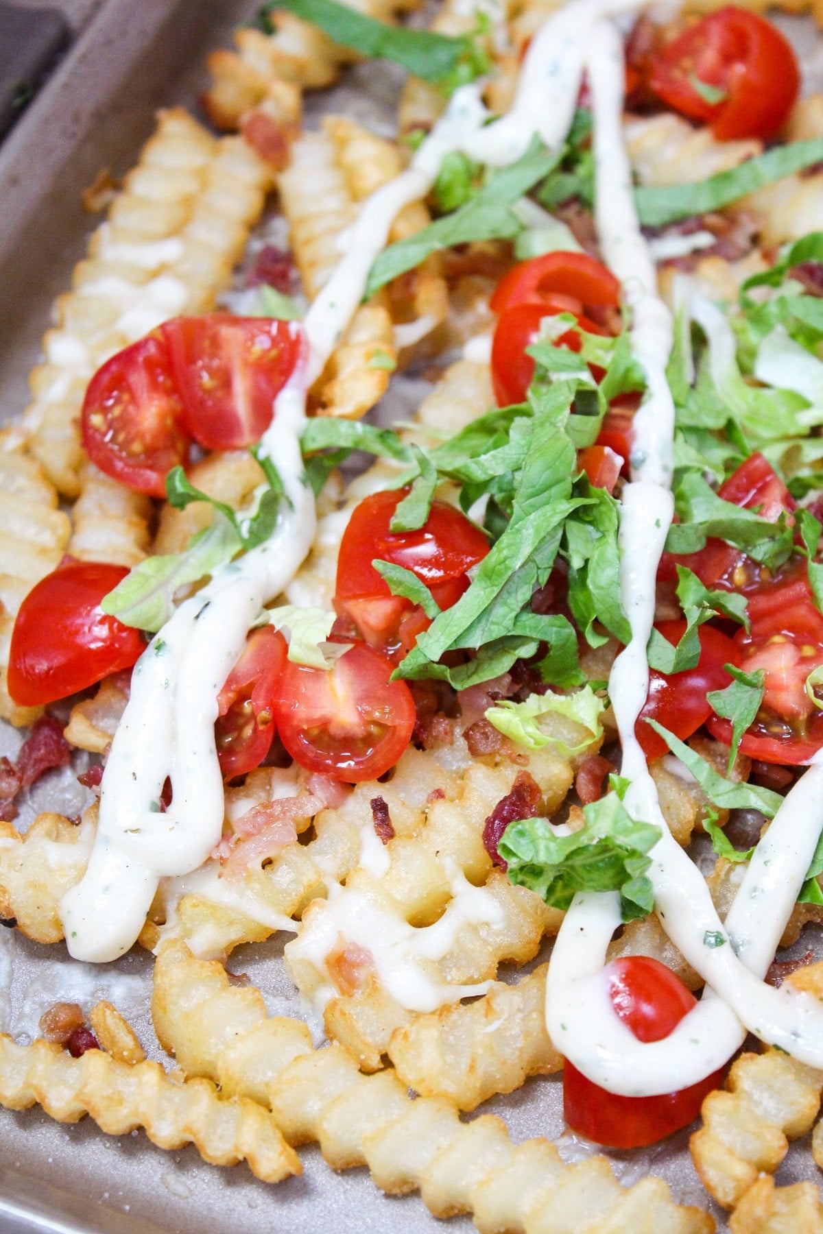 loaded blt fries on tray