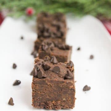slow cooker fudge on a white plate