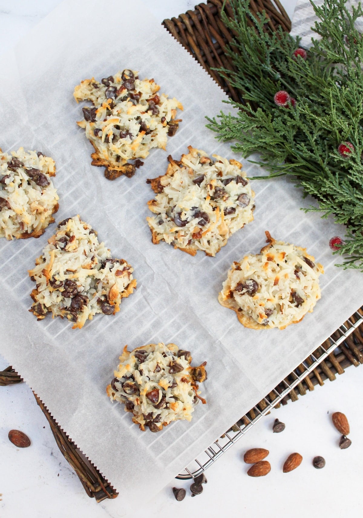 almond joy cookie on baking sheet