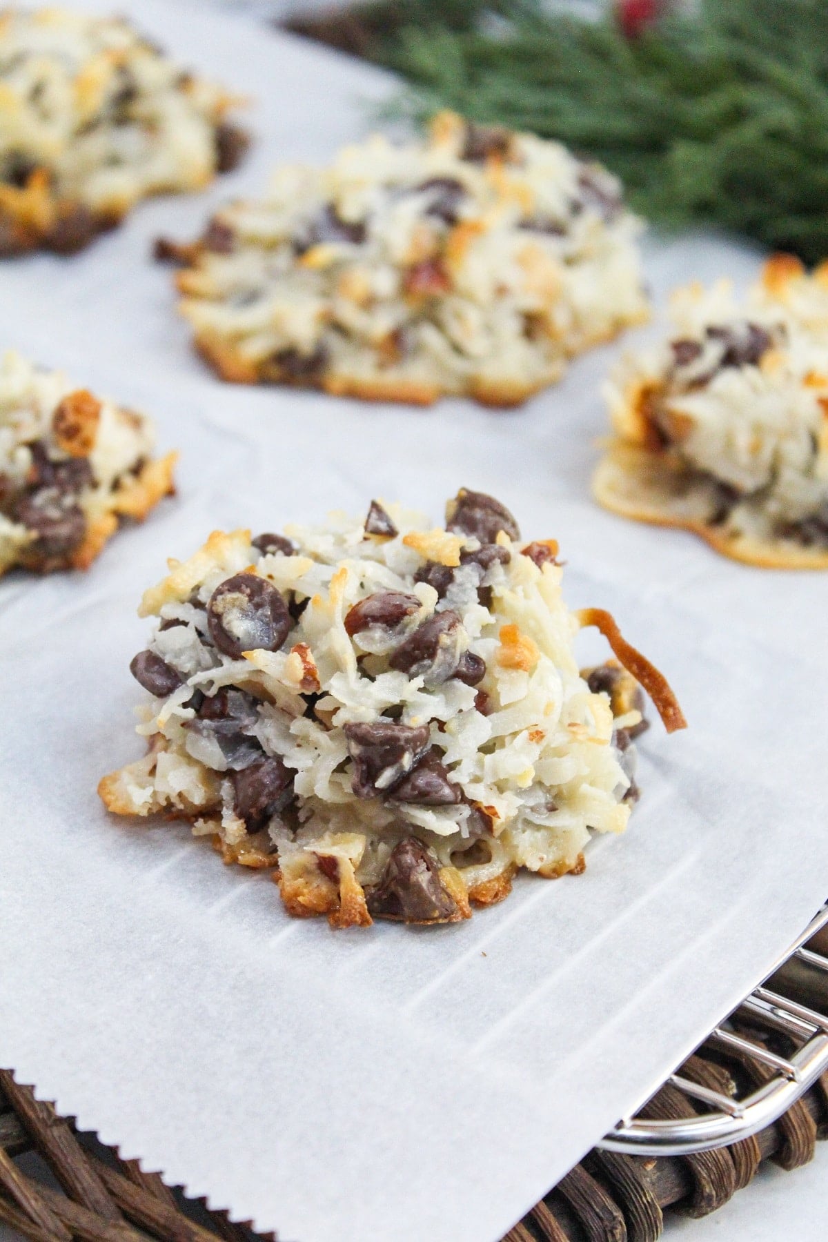 almond joy cookie on baking sheet