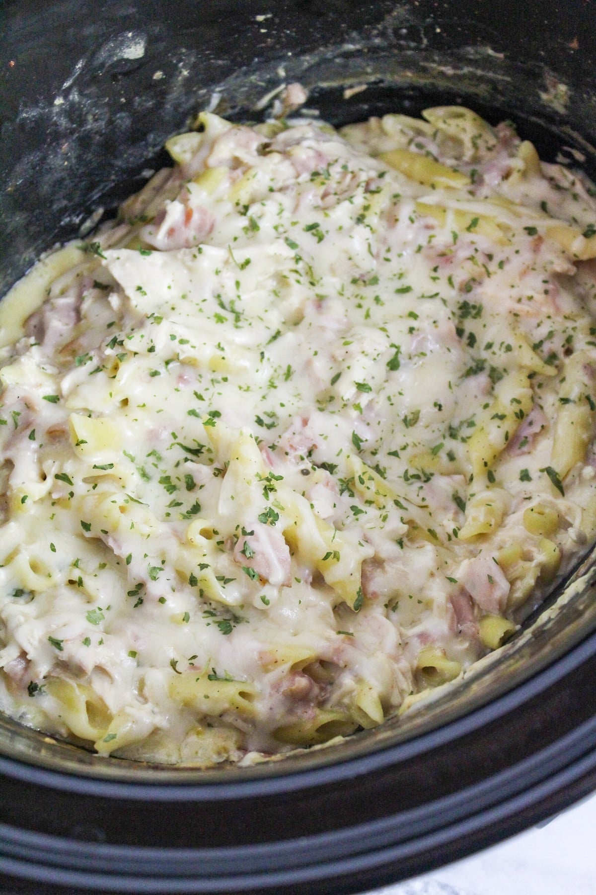 cooked pasta in the slow cooker