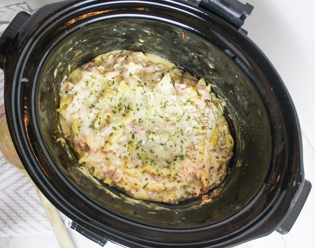 cooked pasta in the slow cooker
