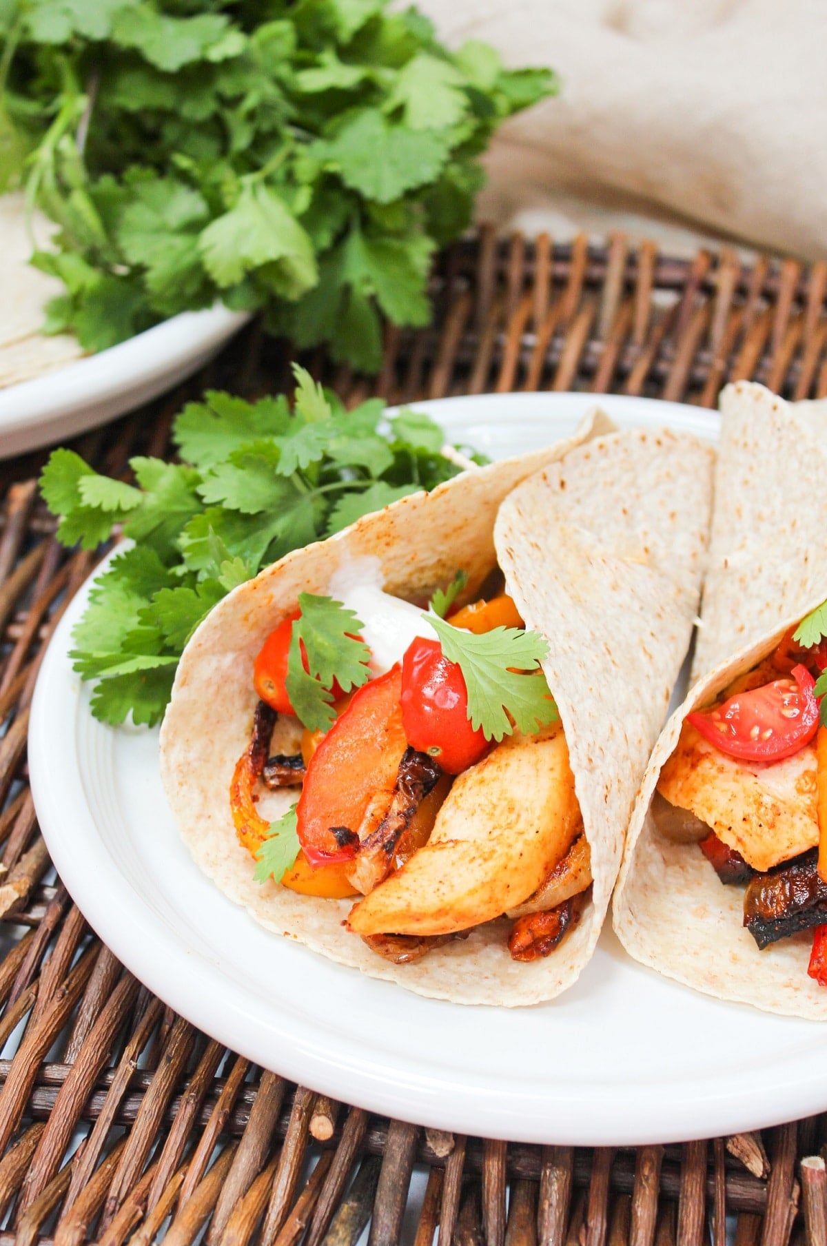 chicken fajitas wrapped in a tortilla