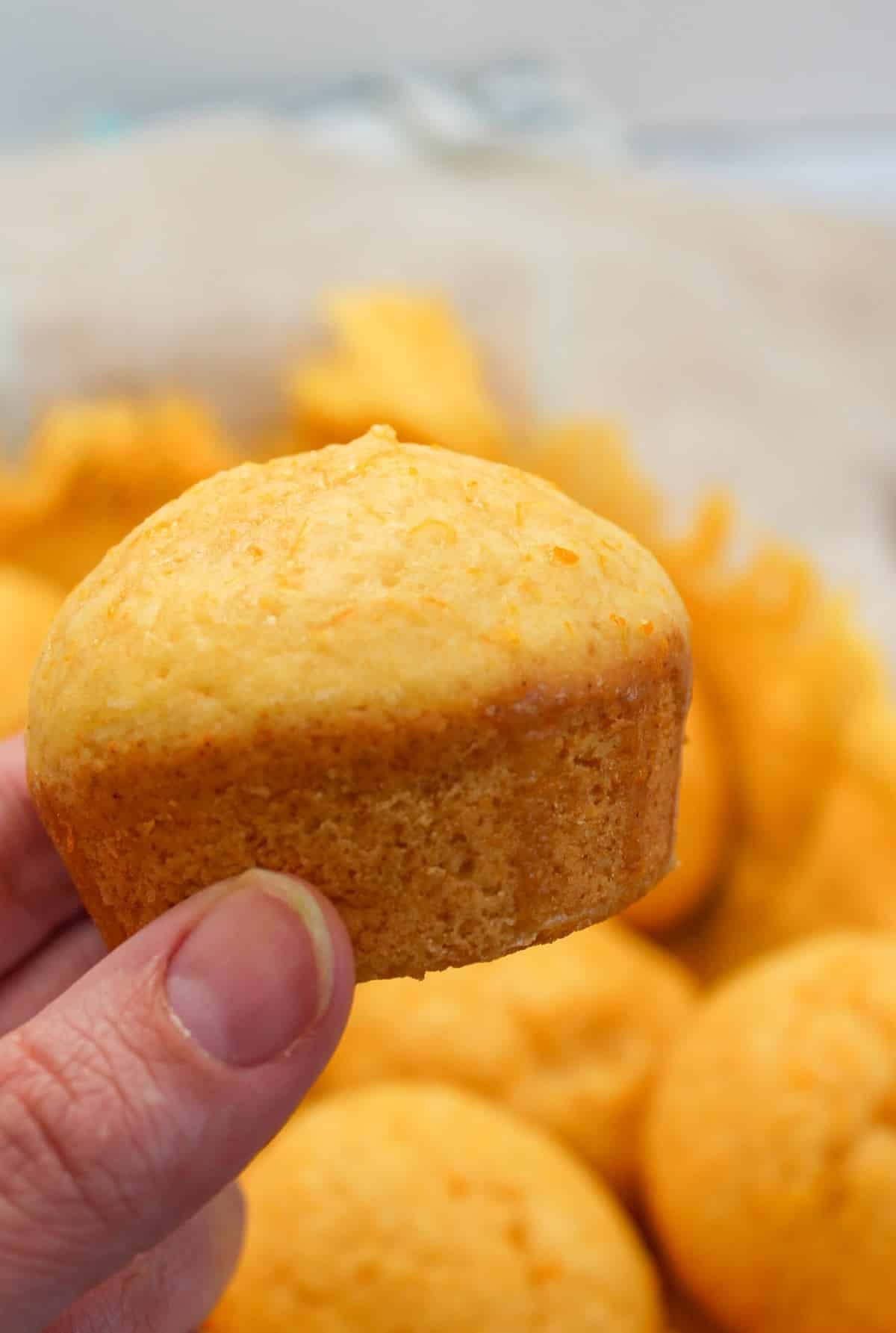 Muffin held in hand.